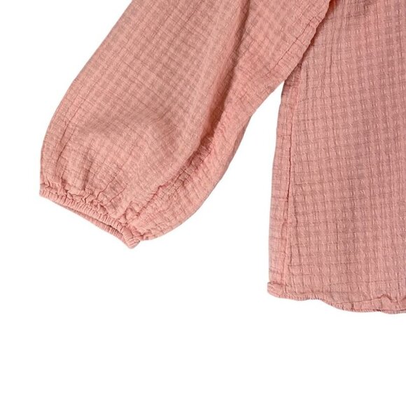 Lauren Conrad Womens Top XL Soft Peach Textured Long Sleeve Boho Peasant Style - Picture 3 of 10